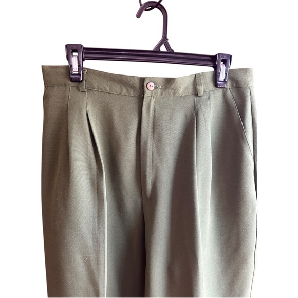 Fundamental Things olive green vintage poly rayon trousers Sz 16 - Picture 3 of 5